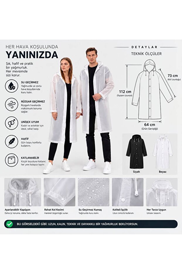 Unisex Black Eva Fabric Water and Windproof Raincoat