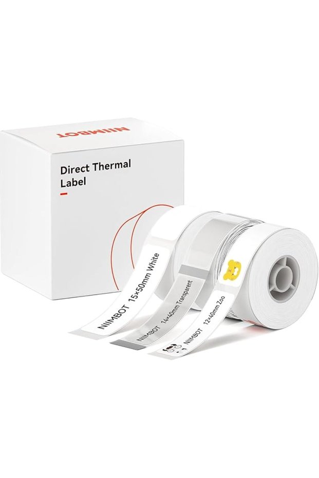 شريط طابعة الملصقات لطابعات D110/D11/D101، حزمة من 3 رولات متعددة الأحجام | 15 × 50 ملم أبيض