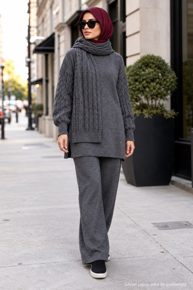 Knitted Sweater Set Anthracite Hm2960