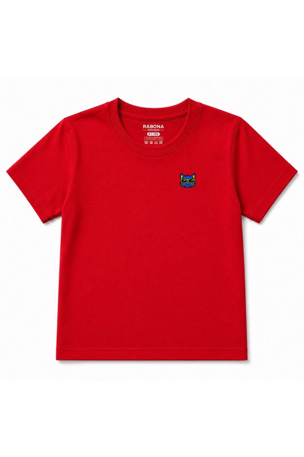 Cyber Cat Icon Chest Print Kids T-Shirt