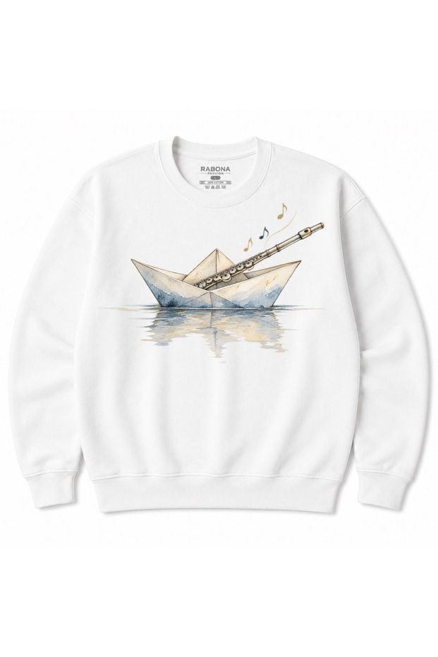 Paper Boat Melody Flute & Reflection Graphic Sweatshirt