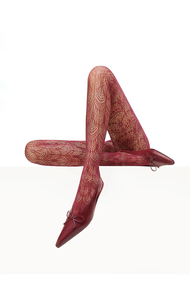 Women's Burgundy Soft Fishnet Pantyhose