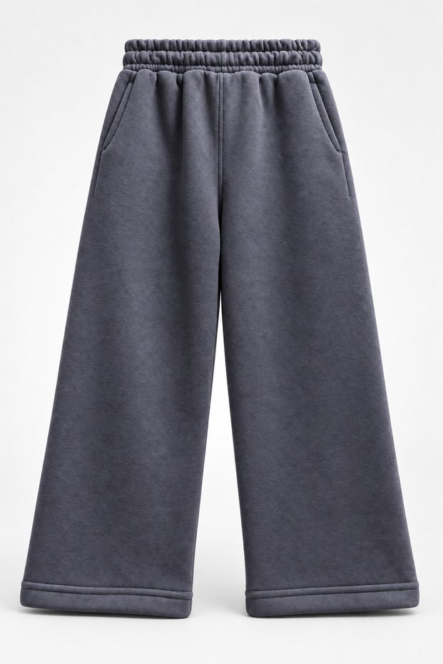 Boys' and Girls' Three-Thread Brushed Brushed Fleece Wide-Leg Sweatpants - Winter Wide Leg