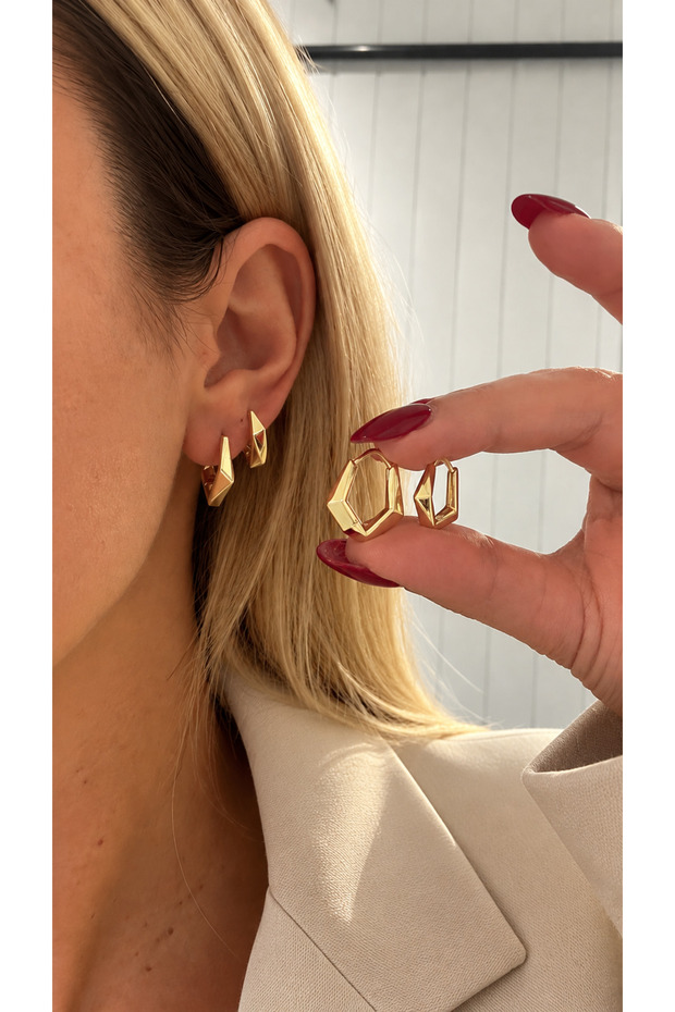 4Pcs Big and Small Size Square Stainless Steel Hoop Earrings