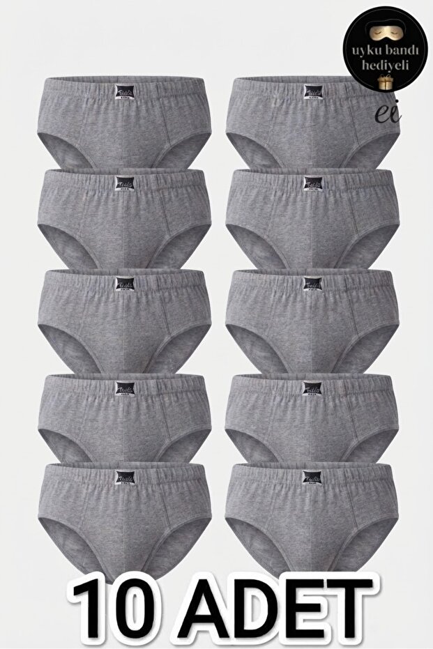Pack of 10 Men's Cotton Briefs - Custom Made with Sleep Band Gift - Black, White, and Gray Options
