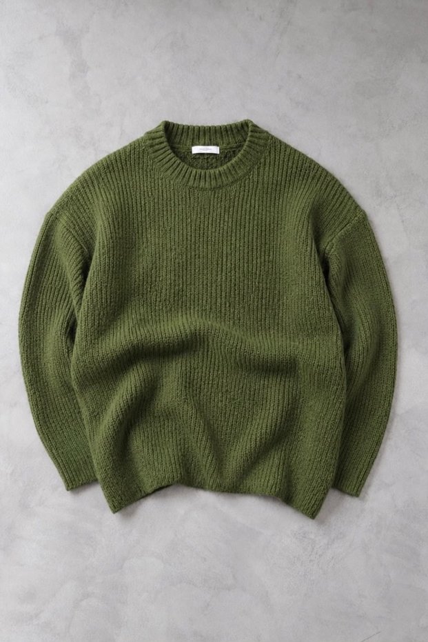 Men's Regular Soft Textured Crew Neck Winter Knit Sweater - Khaki