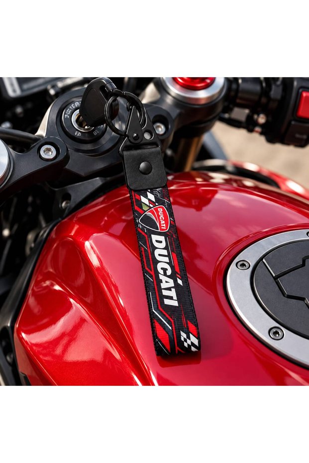 Ducati New Model Double-Sided Print (19 cm) Attaches to the Wrist, Stylish Design Quality Motorcycle Keychain, Motorcycle Accessory, Biker Accessory
