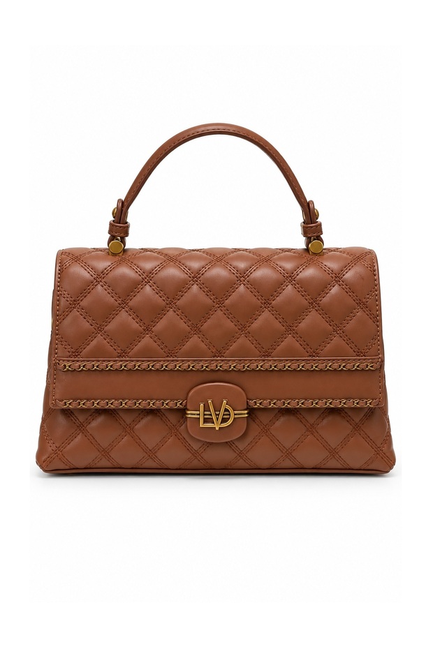 Coffee Quilted Medium Size Women's Hand and Shoulder Bag