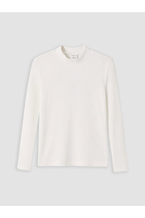 Two Mt Shop Quality Lcw Kids White Camisole Plain Tight & Slim Long Sleeve Girls' T-Shirt