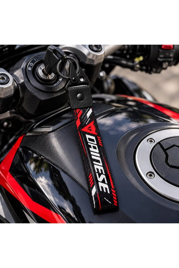 Dainese New Model Double-Sided Printing (19 cm) Attaches to the Wrist, Stylish Design, Quality Motorcycle Keychain, Motorcycle Accessory, Biker Accessory