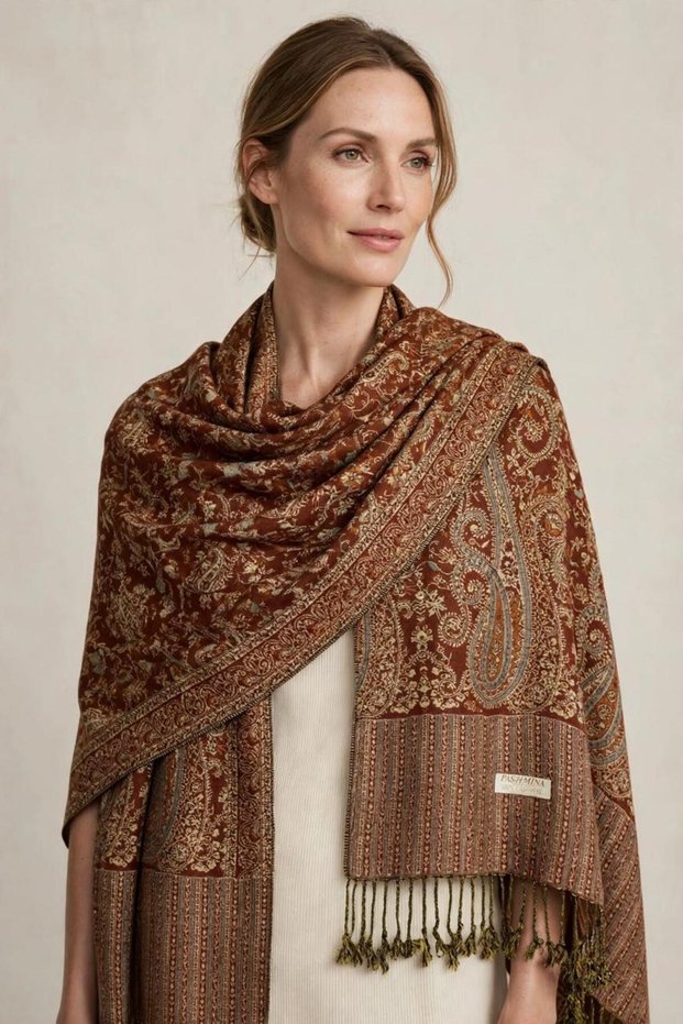 100% Cashmere Imported Pashmina Women's Shawl Soft Textured Winter Shoulder Shawl