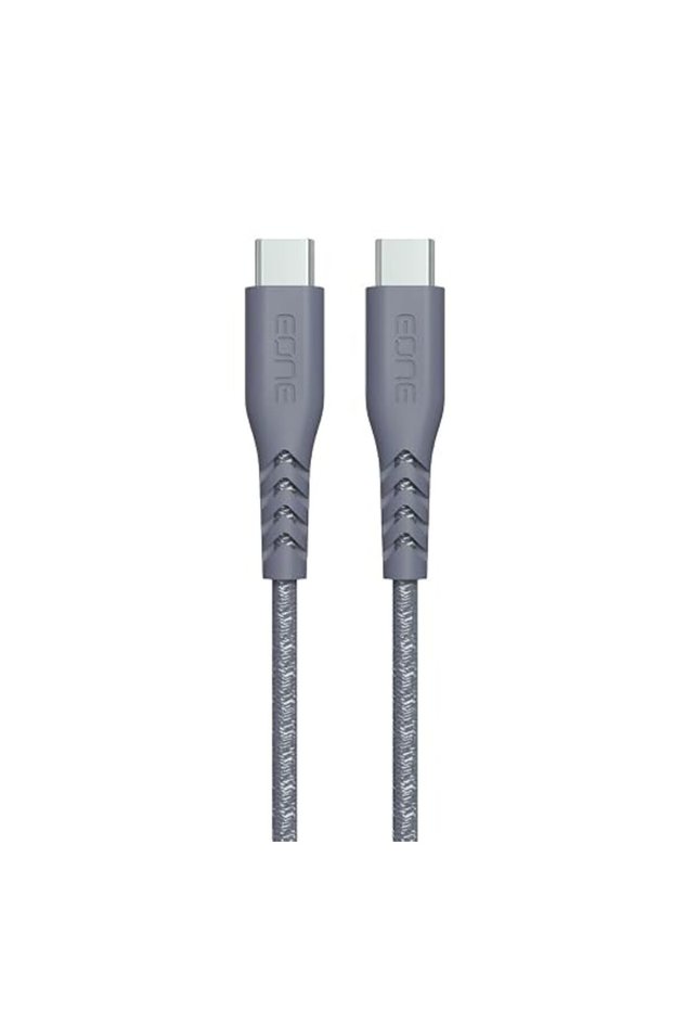 كابل USB-C إلى USB-C بطول 1.8 متر أسود، كابل شحن سريع من النوع C، كابل متين مضفر من النايلون للهواتف