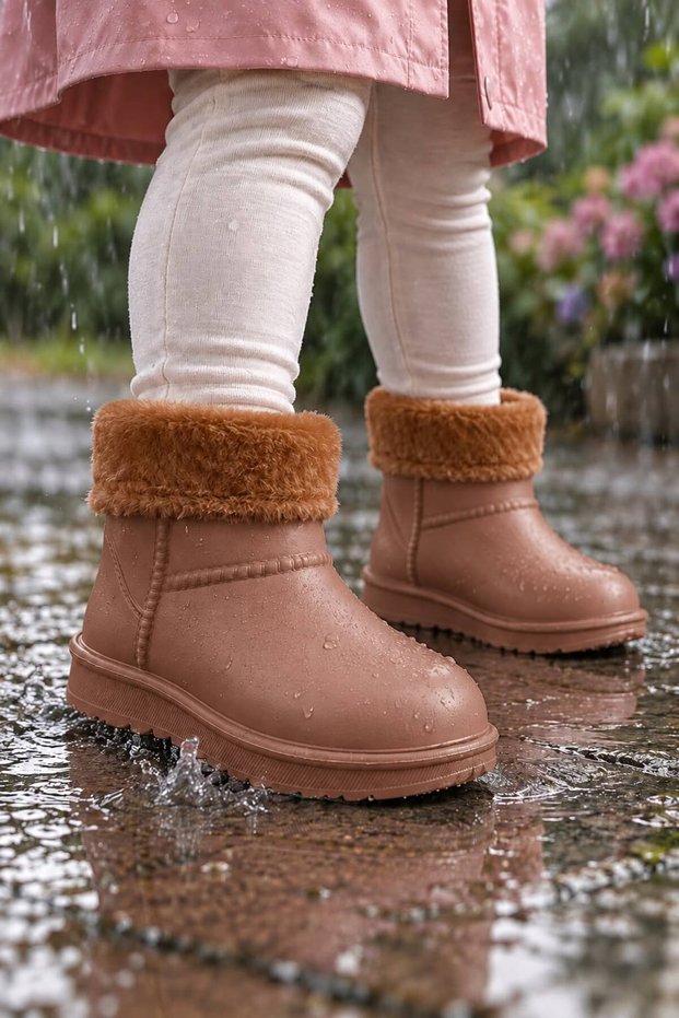 Slr Shoes Waterproof Girls' Eva Rain Snow Boots with Fur Inside