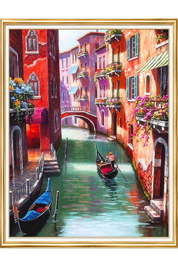 Diamond painting puzzle kit, gondola in venetian canal 40x50 cm mosaic
