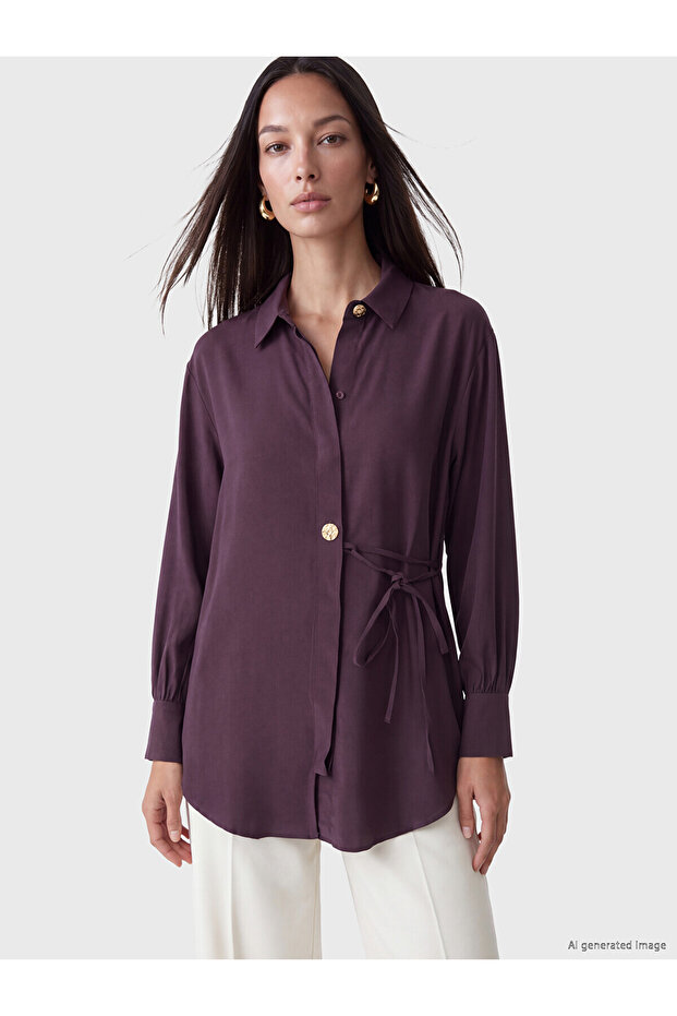 Two Mt Shop Quality Lcw Studio Women's Plum Dobby Shirt Tunic