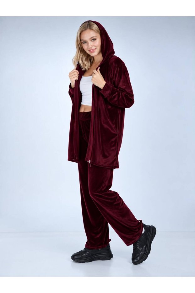 Women's Wide Leg Long Velvet Suit