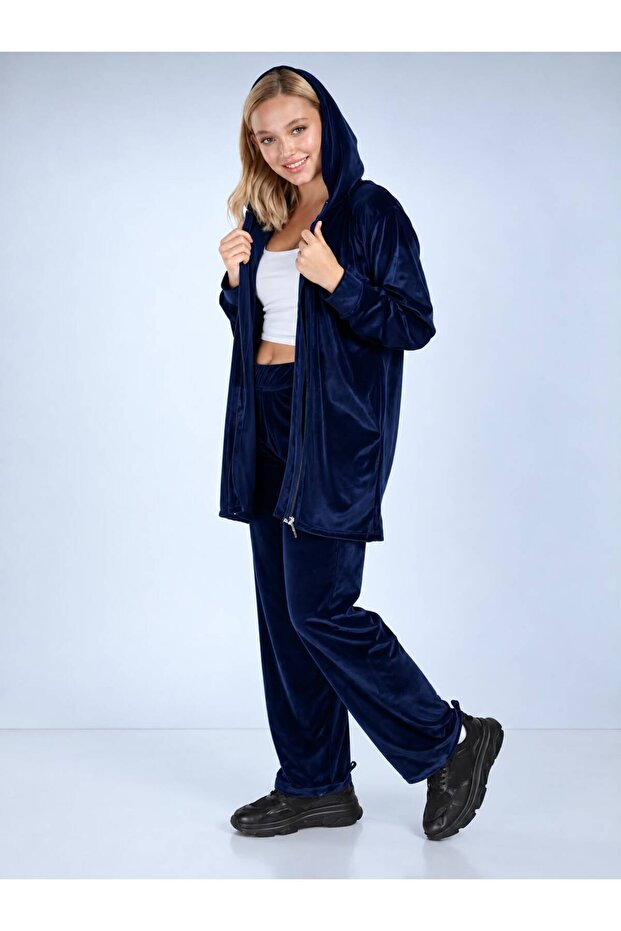 Women's Wide Leg Long Velvet Suit