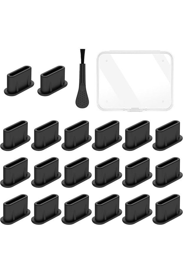 20 قطعة من سدادات الغبار USB-C مع فرش تنظيف، واقيات منافذ الشحن العالمية لجميع أجهزة Type-C