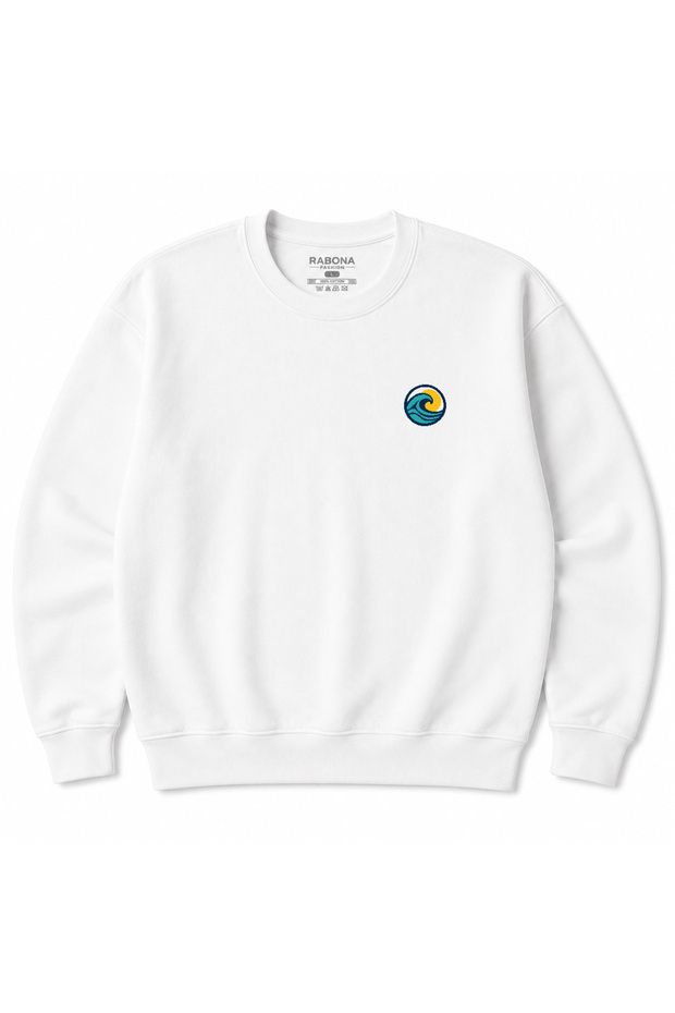 Solar-Wave Nature Icon Left Chest Crew Neck Sweatshirt