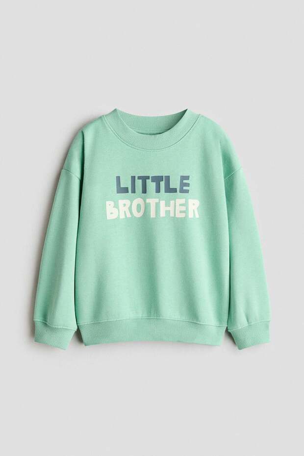 Print-motif brushed-inside sweatshirt