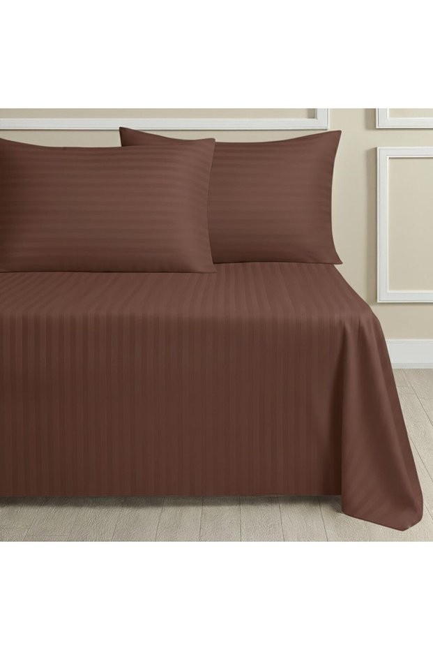 طقم ملاءة سرير مزدوج مع 2 غطاء وسادة 50×75 سم، 100% مايكروفايبر ساتين، مقاس 240×260 سم، طقم ملاءة مسطحة 1 سم