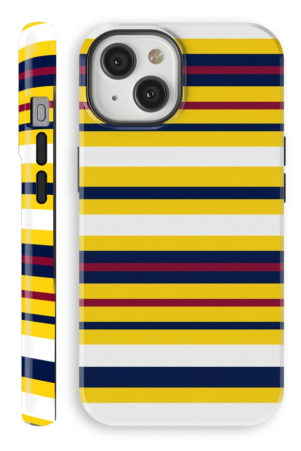 iPhone 13 Bold Stripes Double Layer Full Covering Printing Glossy Protect Phone Case