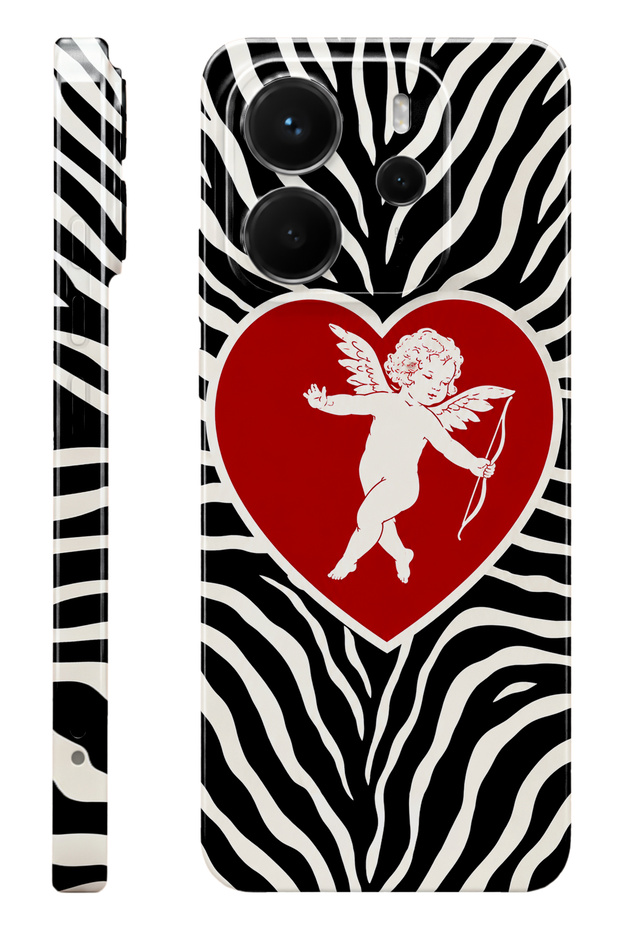 Xiaomi Redmi Note 14 Zebra Heart Protect Slim Glossy Full Print Camera Protected Phone Case