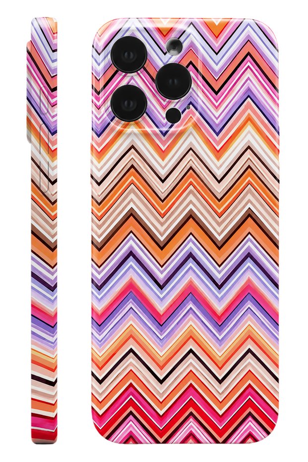 iPhone 15 Pro Sunset Zigzag Protect Slim Glossy Full Covering Print Camera Protected Phone Case