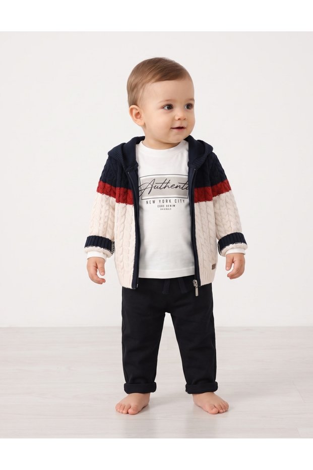 Compleu Authentic Denim, bleumarin-crem