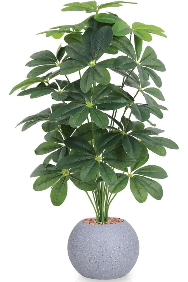 Artificial Tree Paper Yam 100 cm with White Plastic Base 24 Branches Indoor Decorative Plants (White)