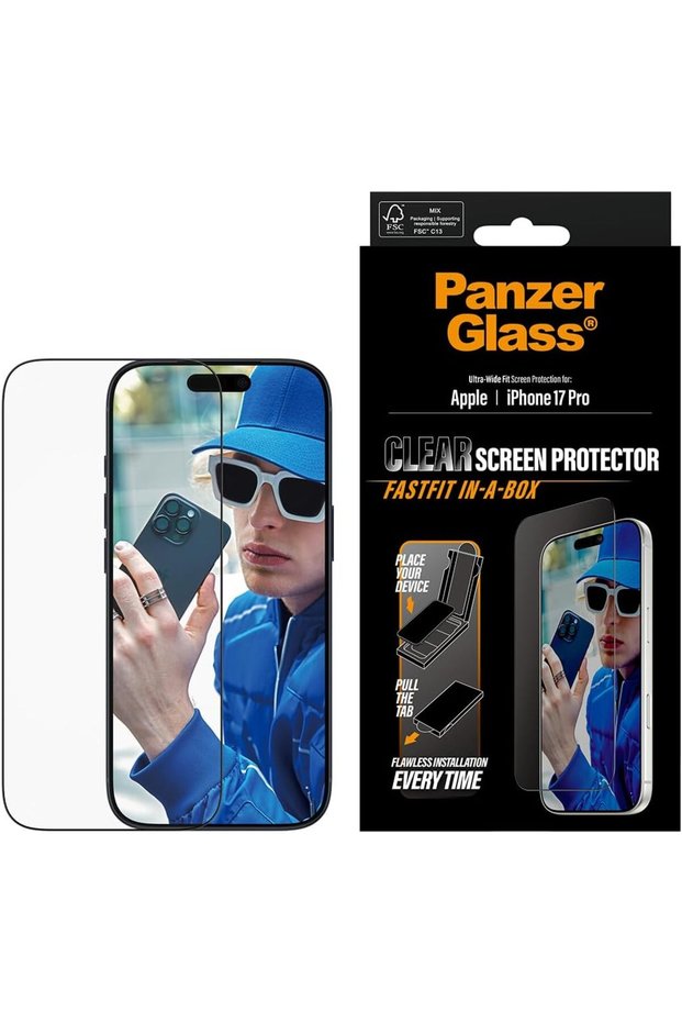 Screen Protector Black Frame Ultra-Wide Fit iPhone 17 Air - Clear