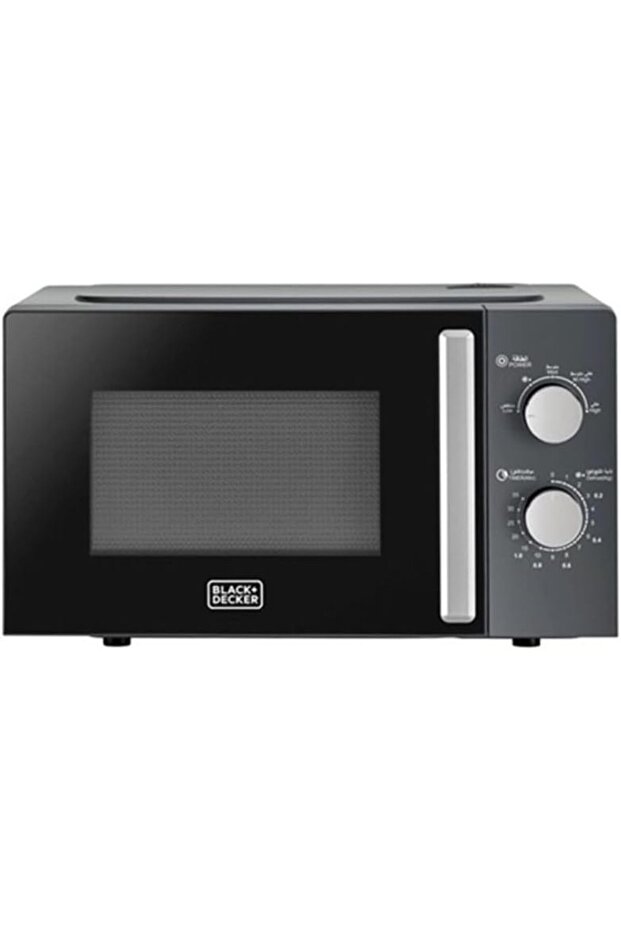 BLACK+DECKER Microwave Oven, 20L, 700W Power, 30-Min Timer, Rotary Dial Control, Chrome Finish Knobs, 5 Power Levels for Precise Cooking, Compact Design for Kitchens, Black - MZ2015P-B5