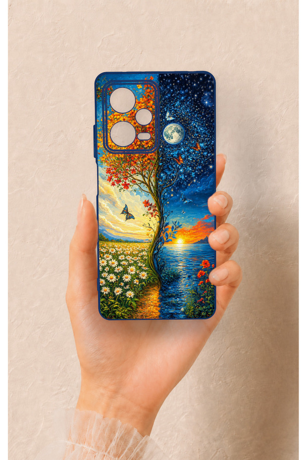 Redmi Note 12 Pro 5g Compatible Sky and Earth Pattern Silicone Case