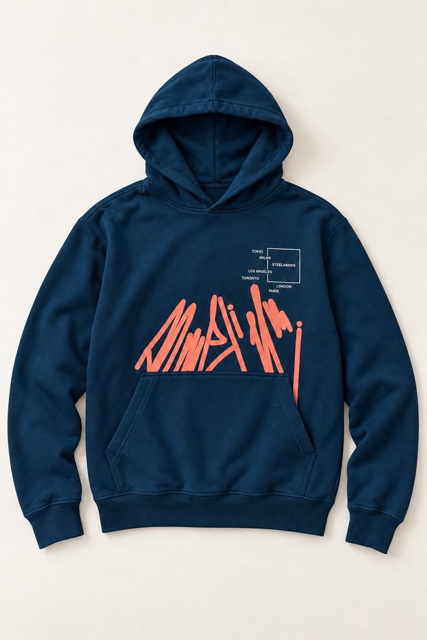 Boys/Teenagers Street Fashion Printed Hooded Three-Thread Diagonal Sweatshirt