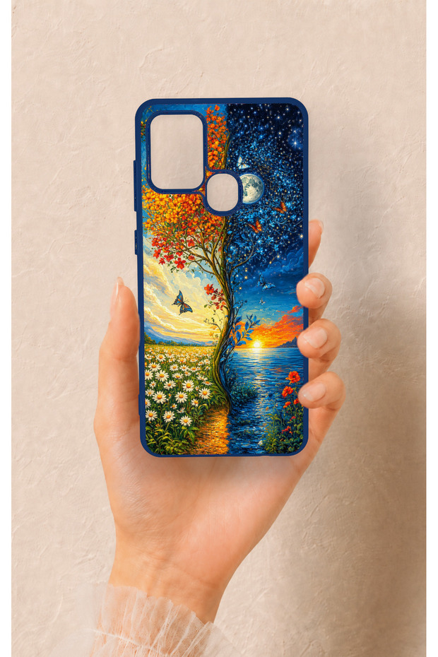 Samsung A21S Compatible Silicone Case with Sky and Earth Pattern