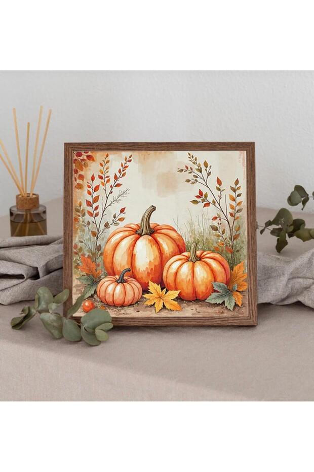 One Piece Real Wood Framed Decorative Painting Square Pumpkin