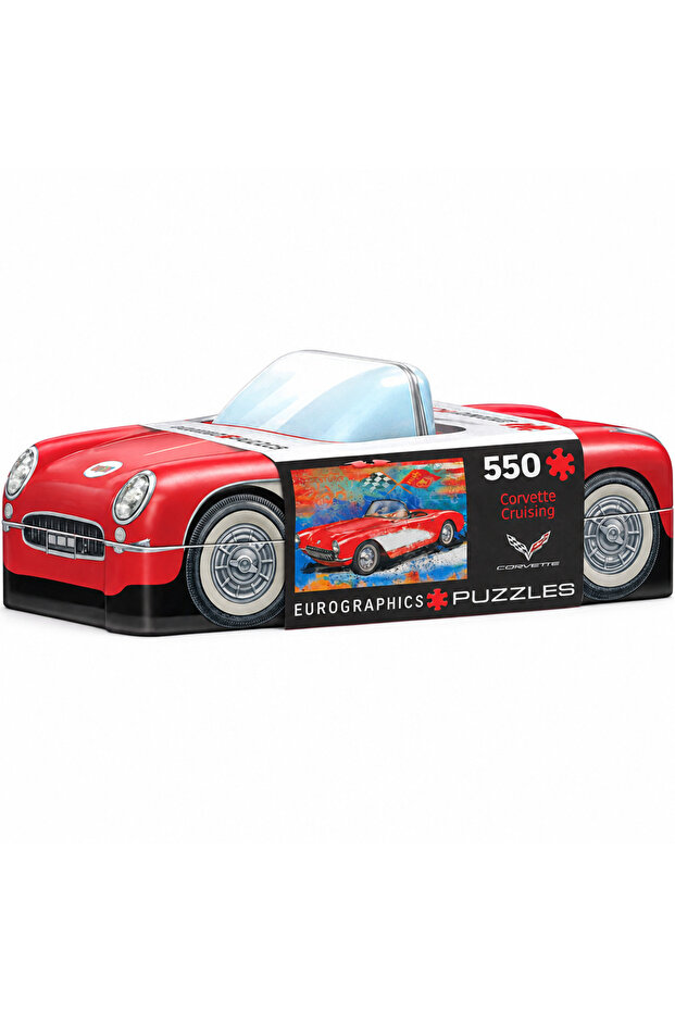 Corvette Cruising 550-Piece Jigsaw Puzzle in Collectible Corvette Convertible-Shaped Tin