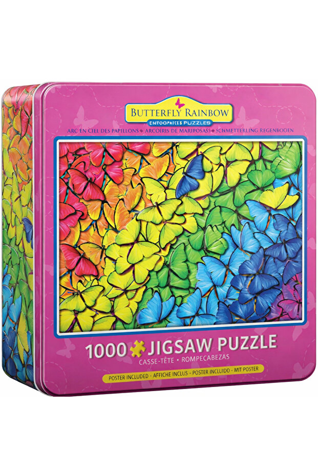 Butterfly Rainbow 1000-Piece Jigsaw Puzzle in Collectible Tin