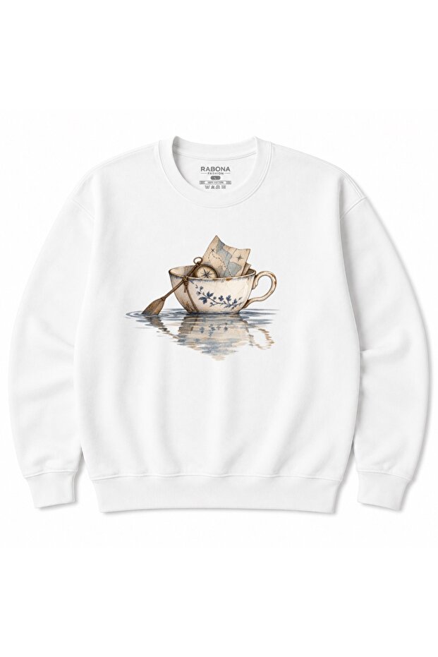 Voyage in a Teacup Map & Compass Graphic Sweatshirt