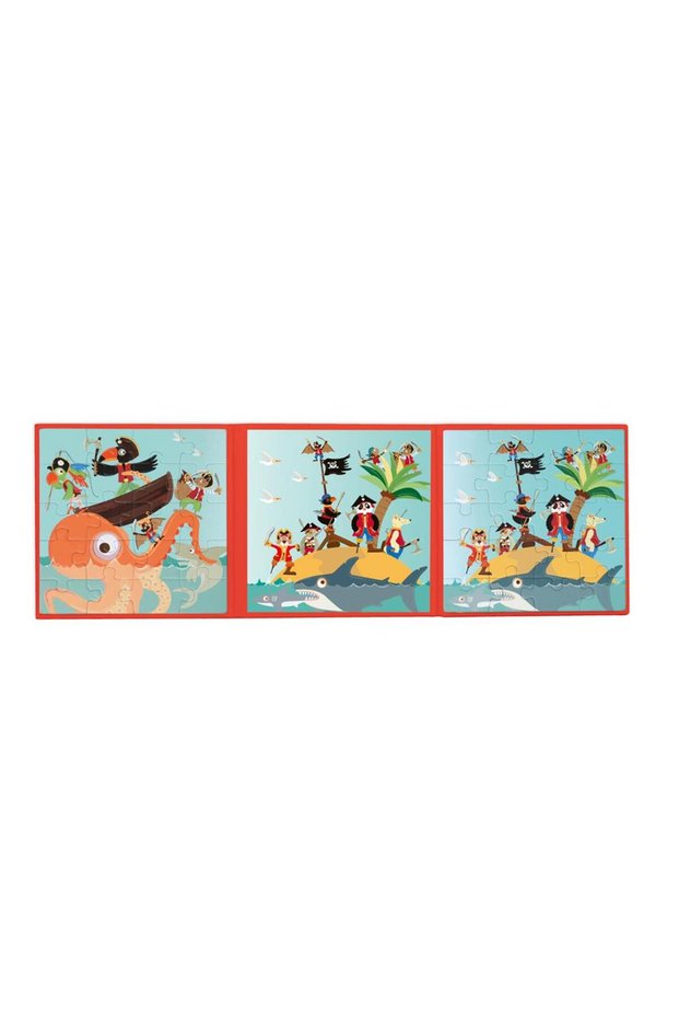 Magnetic Puzzle Book To Go Pirates, 2 x 20-Piece Travel Puzzles