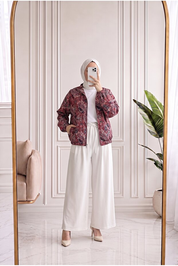Gülcemal Drawstring Skirt Trousers-By5000 Ecru