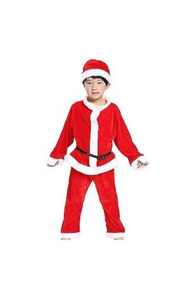Children's Christmas Clothes (Boy) – Kids Santa Fancy Dress with Hat, Red Velvet Jacket & Pants Hol