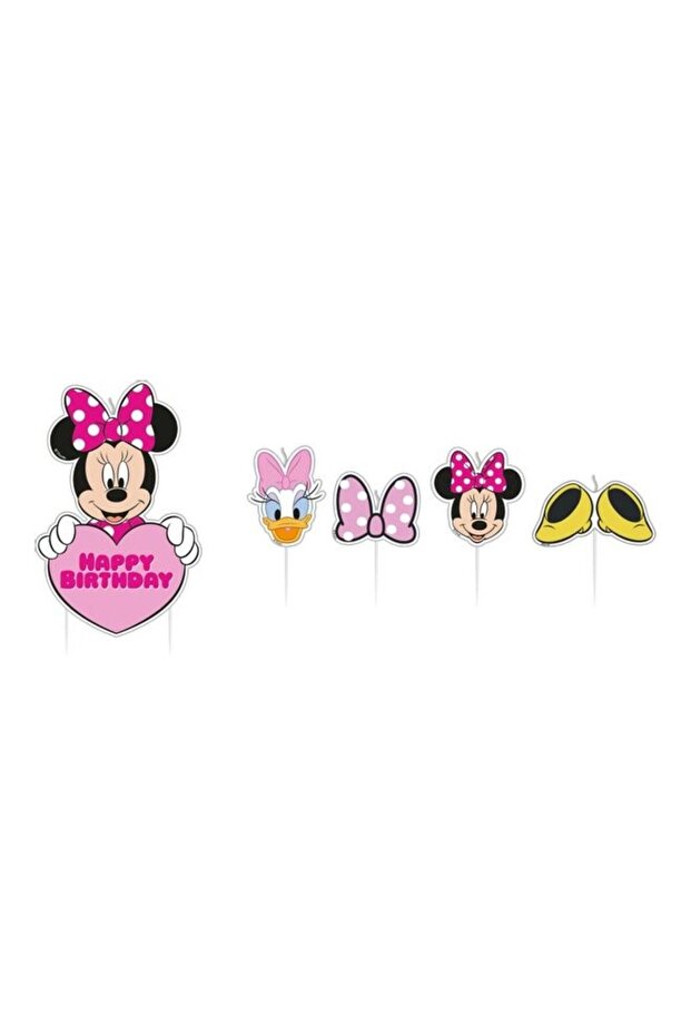 5-Piece Minnie Mouse Pattern Birthday Candle Set Party Supplies