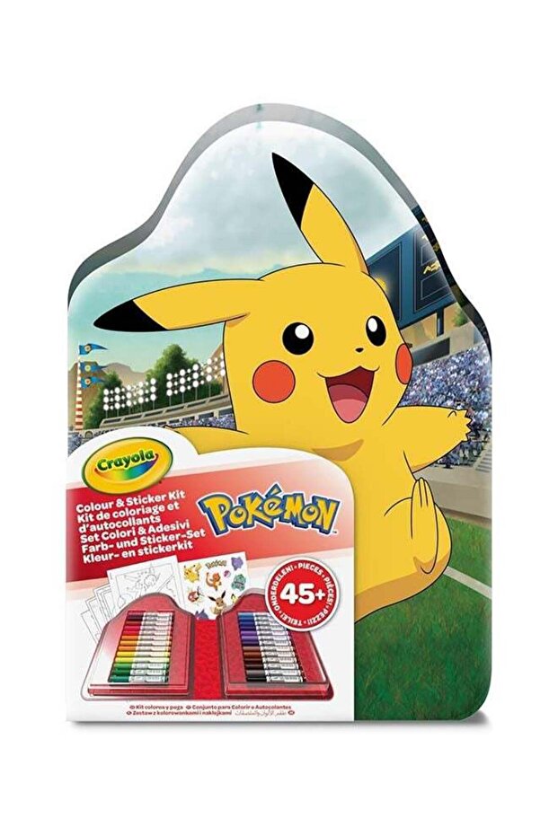 Case with Colours & Stickers Pokémon, Felt Pen Set, Colouring Pages, Stickers, 45 Pieces, Creative