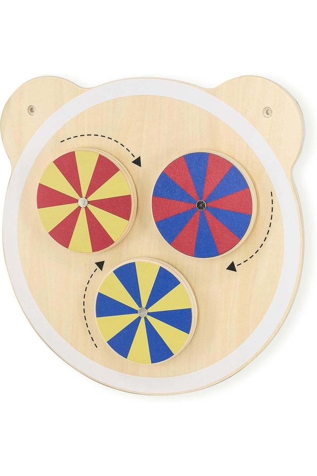 VIGA Montessori Wooden Color Blending Wall Toy with Rotating Discs for Kids