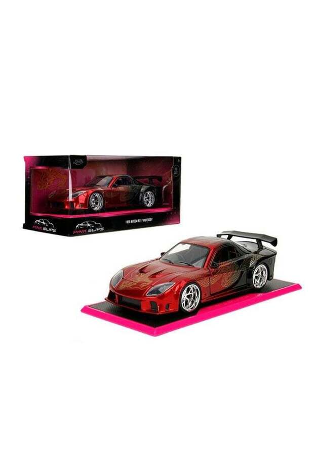 Pink Slips 1995 Mazda RX-7 Widebody Die-Cast Collectible Model Car with Base, 1:24 Scale, Multicolo