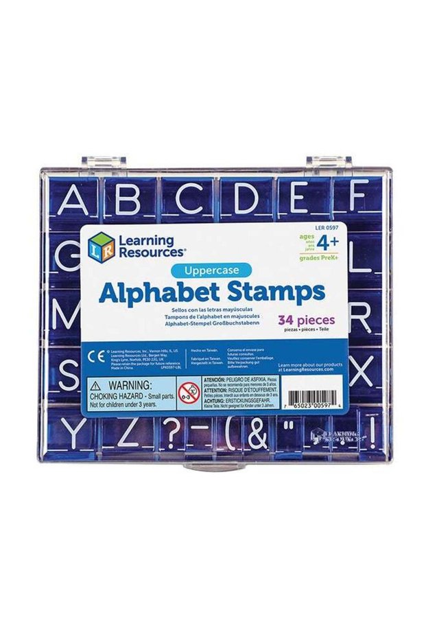 Uppercase Alphabet Stamps (34-Piece Set, 2.5cm, Wood/Rubber, Ages 4+) 2.5x16.5x14cm