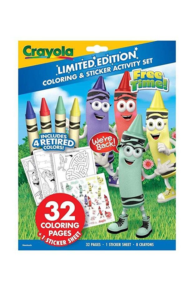 Retired Colors Free Time Coloring & Activity Set – Includes 32 Pages, Classic Retired Crayons & Sti