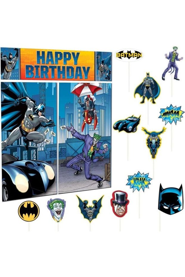 Batman Scene Setters With Photo Props 75x65x0.2inch Birthday Decorations Party Supplies 75x65x0.2in