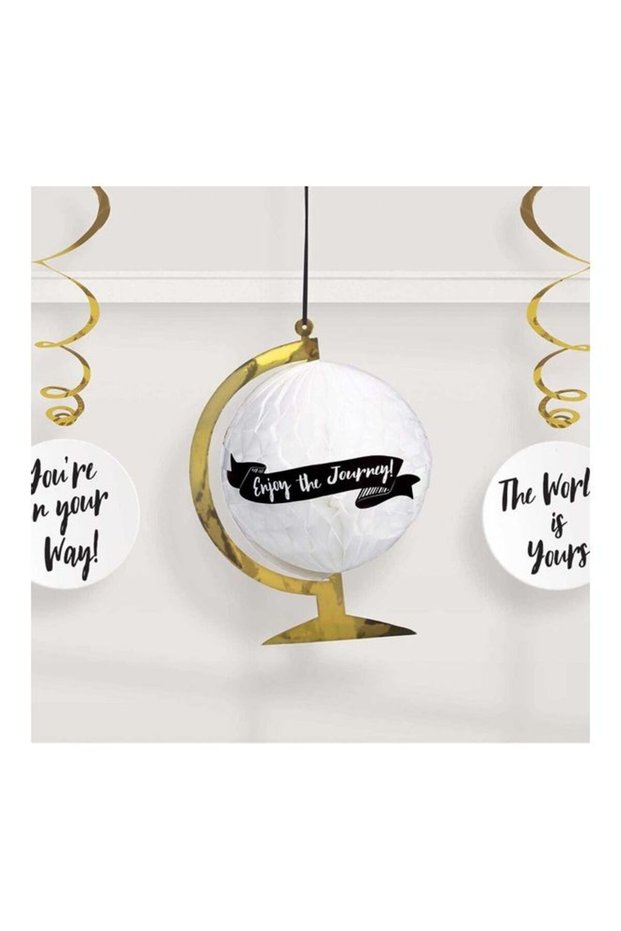 3-Piece Grad Globe Honeycomb Decoration for Graduation Party Supplies
